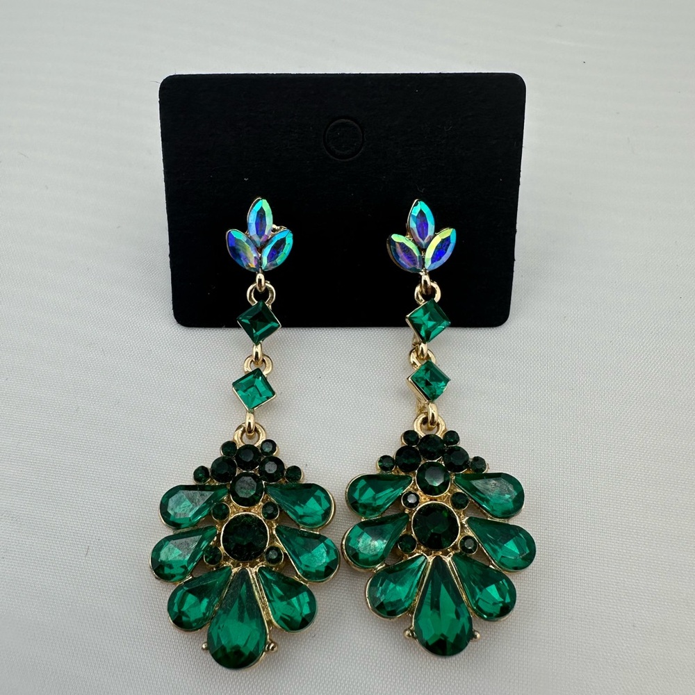 Express Green and Gold Statement Earrings